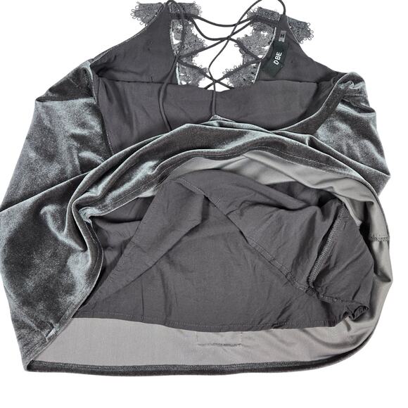 Do+Be Velvet Strappy Lace Trim Criss Cross Back Tank M Gray - Picture 4 of 7